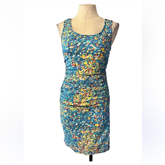 Tracy Reese Dresses & Skirts - Tracy Reese Dress Blue Yellow Stretch Tank Dress Silk Lite Bright Size 0